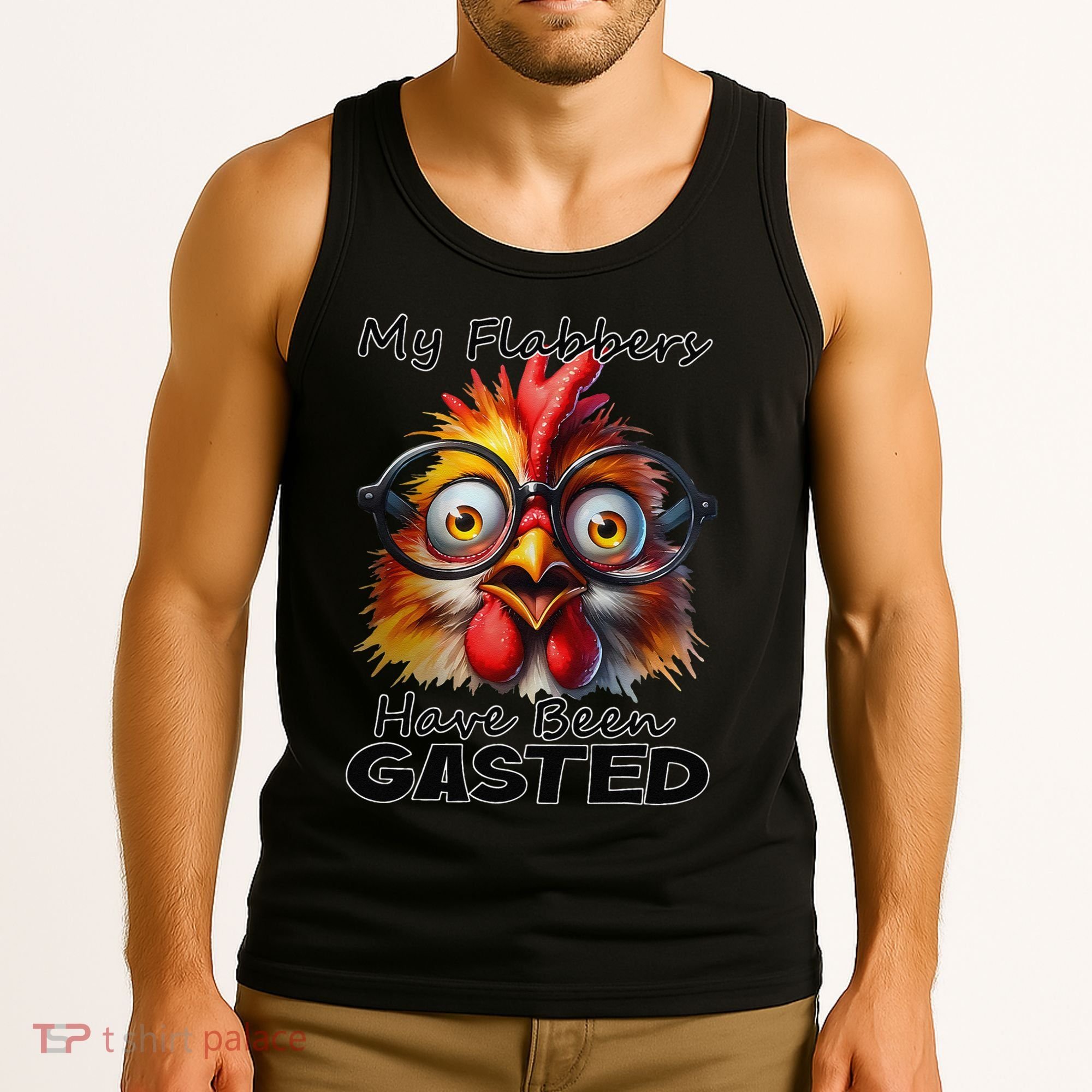 Funny Chicken My Flabbers Have Been Gasted Retro Graphic Tank Top