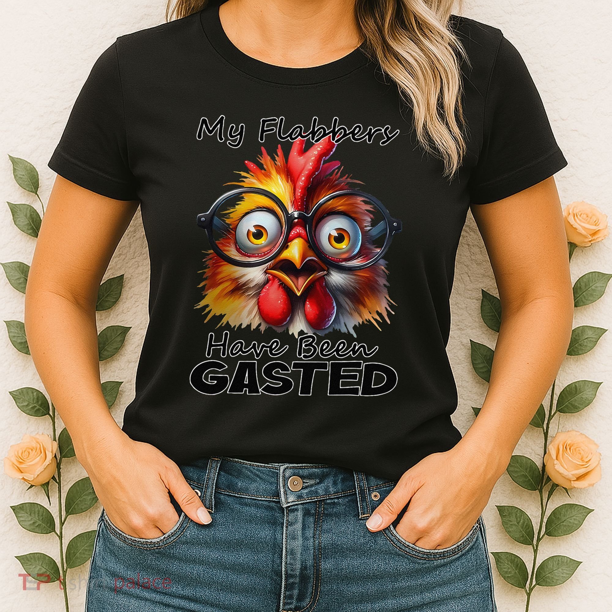Funny Chicken My Flabbers Have Been Gasted Retro Graphic Women's T-Shirt