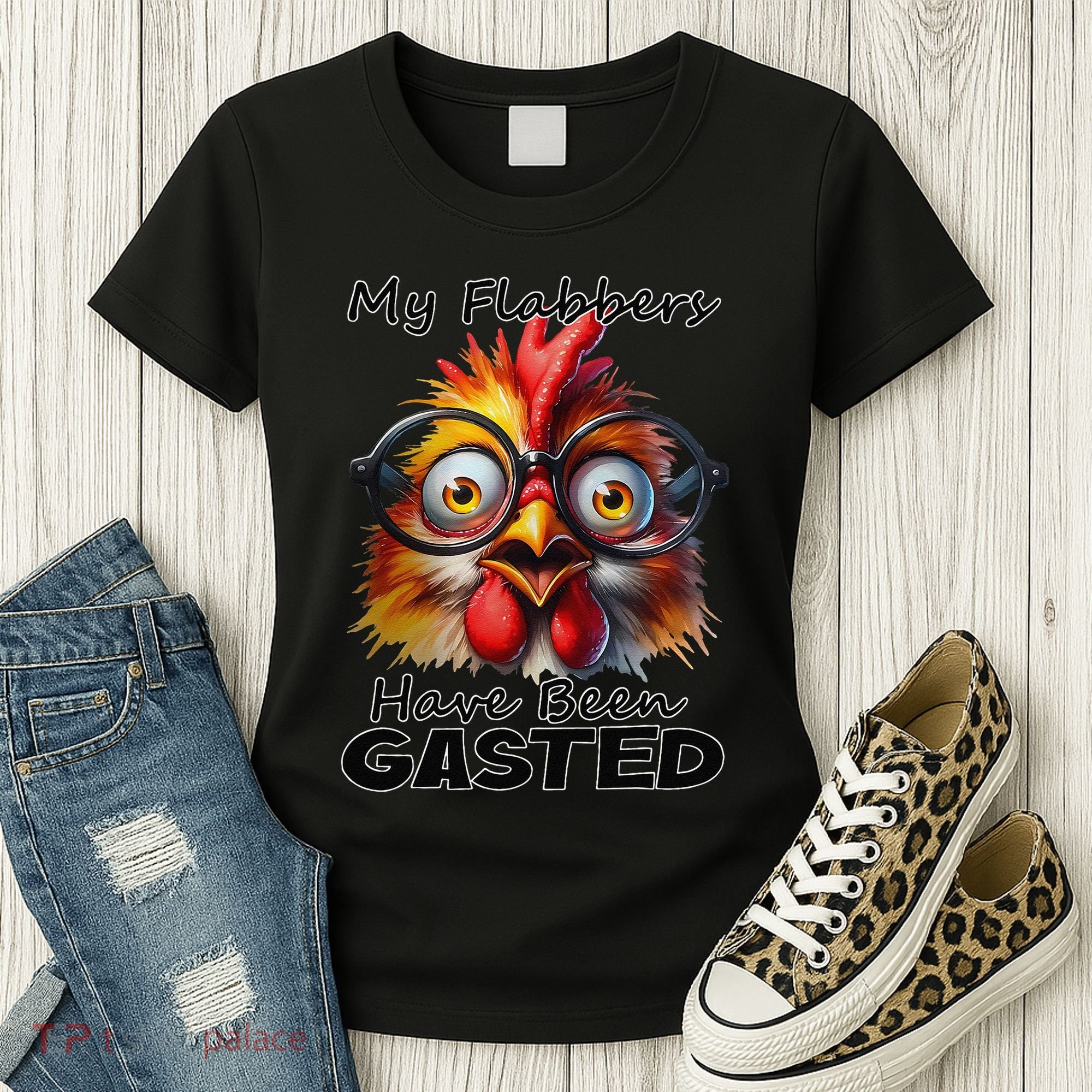 Funny Chicken My Flabbers Have Been Gasted Retro Graphic Women's T-Shirt