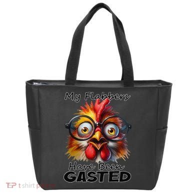 Funny Chicken My Flabbers Have Been Gasted Retro Graphic Tote Bag