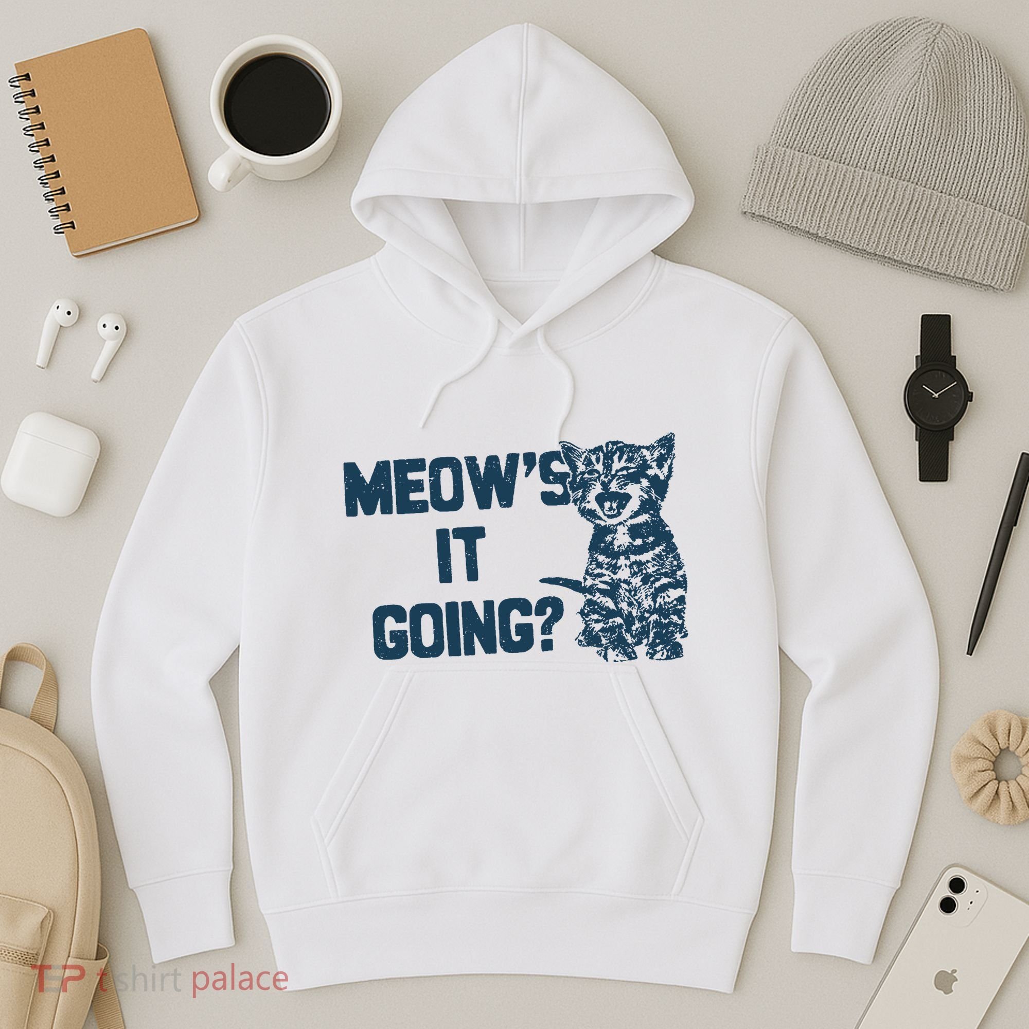 Funny Cat MeowS It Going Cute Cat Pun Hoodie