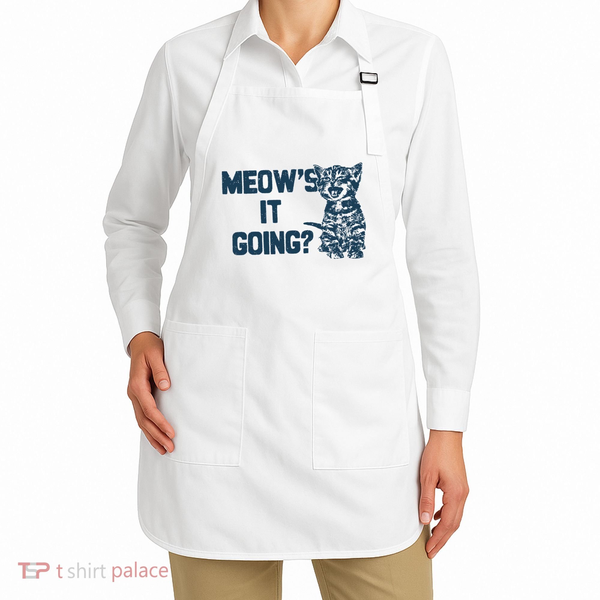 Funny Cat MeowS It Going Cute Cat Pun Apron