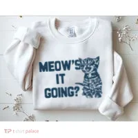 Funny Cat MeowS It Going Cute Cat Pun Sweatshirt thumb 2