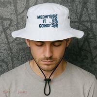 Funny Cat MeowS It Going Cute Cat Pun Bucket Hat thumb 2