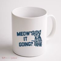Funny Cat MeowS It Going Cute Cat Pun Coffee Mug thumb 1