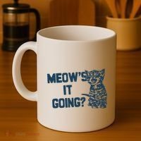 Funny Cat MeowS It Going Cute Cat Pun Coffee Mug thumb 4