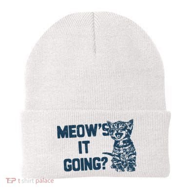 Funny Cat MeowS It Going Cute Cat Pun Beanie