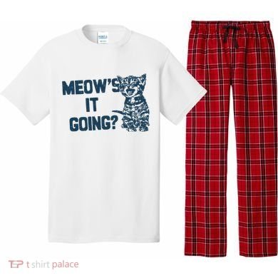 Funny Cat MeowS It Going Cute Cat Pun Pajama Set