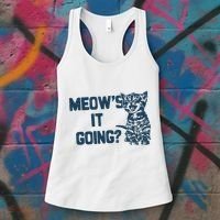 Funny Cat MeowS It Going Cute Cat Pun Women's Tank Top thumb 3