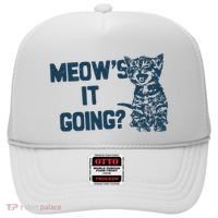 Funny Cat MeowS It Going Cute Cat Pun Hat thumb 0