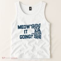 Funny Cat MeowS It Going Cute Cat Pun Tank Top thumb 2