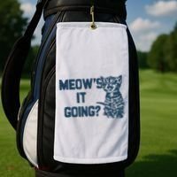 Funny Cat MeowS It Going Cute Cat Pun Golf Towel thumb 2