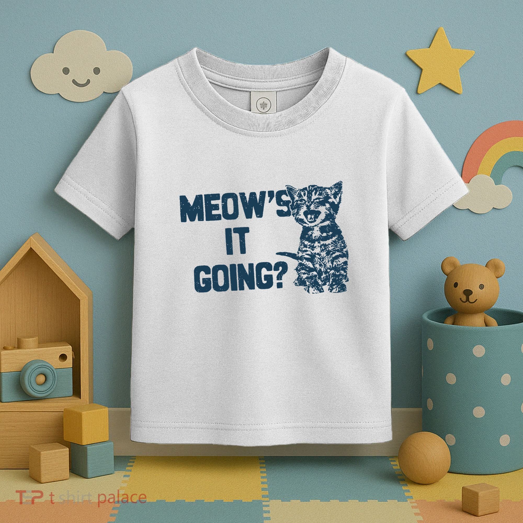 Funny Cat MeowS It Going Cute Cat Pun Toddler T-Shirt