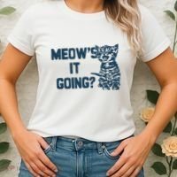 Funny Cat MeowS It Going Cute Cat Pun Women's T-Shirt thumb 2