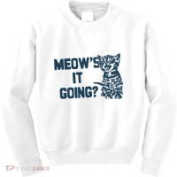 Funny Cat MeowS It Going Cute Cat Pun Kids Sweatshirt thumb 0