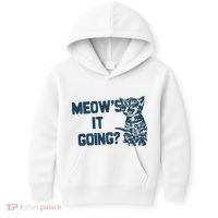Funny Cat MeowS It Going Cute Cat Pun Kids Hoodie thumb 0
