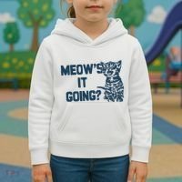 Funny Cat MeowS It Going Cute Cat Pun Kids Hoodie thumb 3