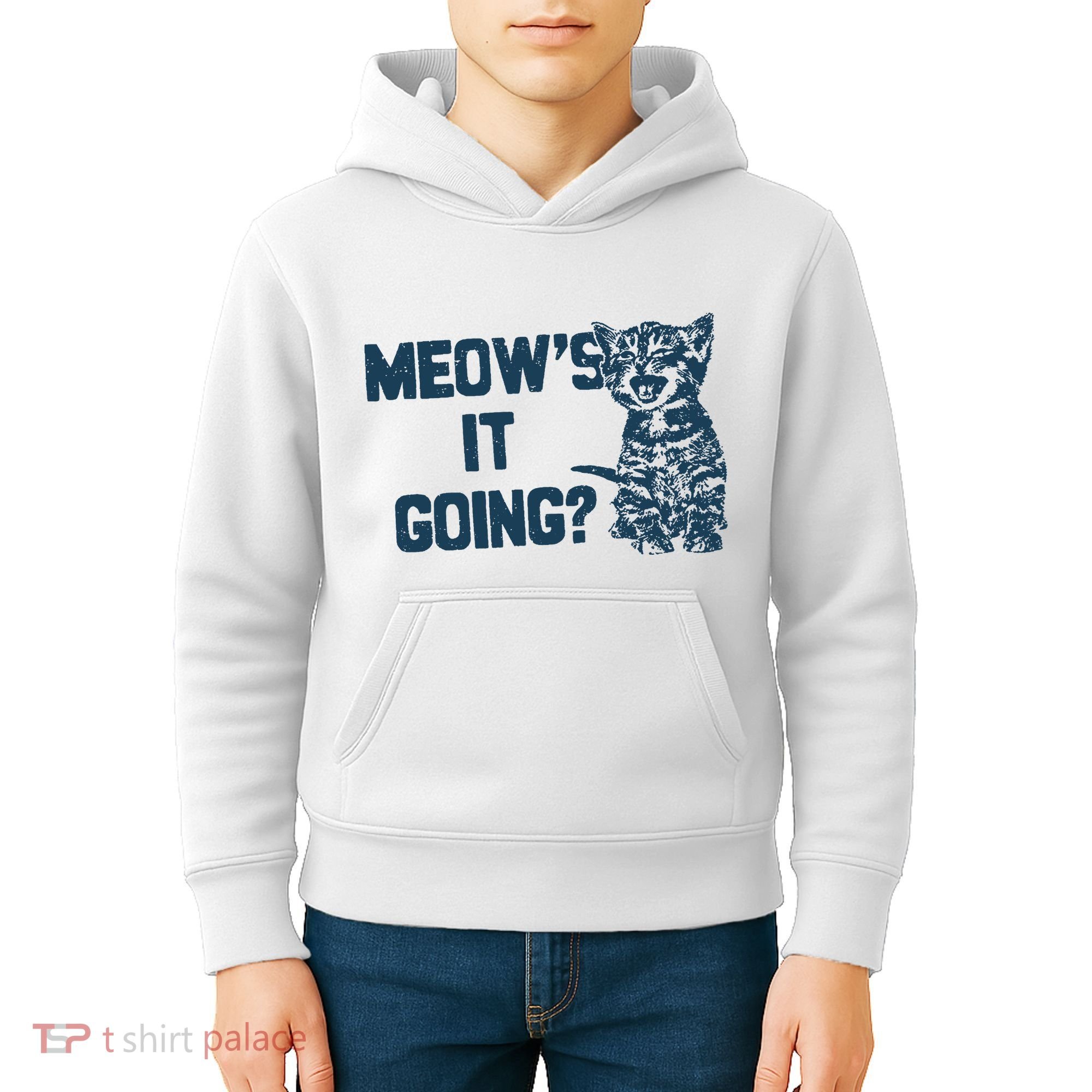 Funny Cat MeowS It Going Cute Cat Pun Kids Hoodie
