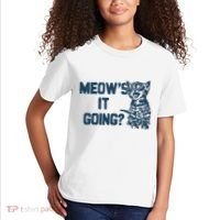 Funny Cat MeowS It Going Cute Cat Pun Kids T-Shirt thumb 2