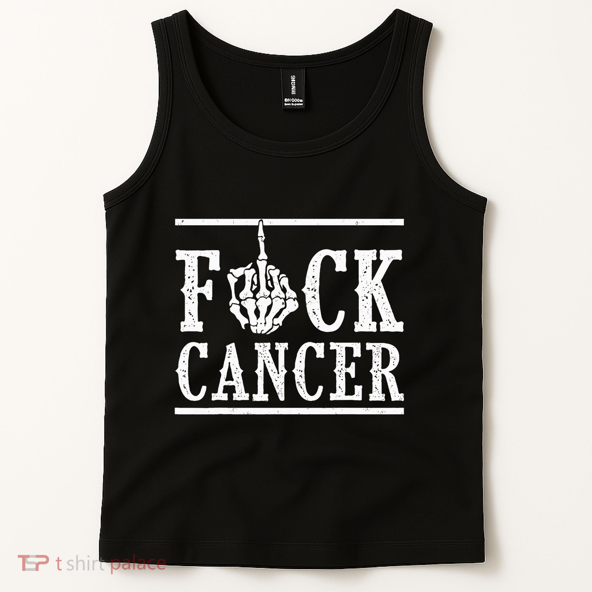 Fuck Cancer Middle Finger Bone Skeleton Cancer Survivor Tank Top