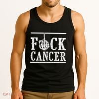 Fuck Cancer Middle Finger Bone Skeleton Cancer Survivor Tank Top thumb 3