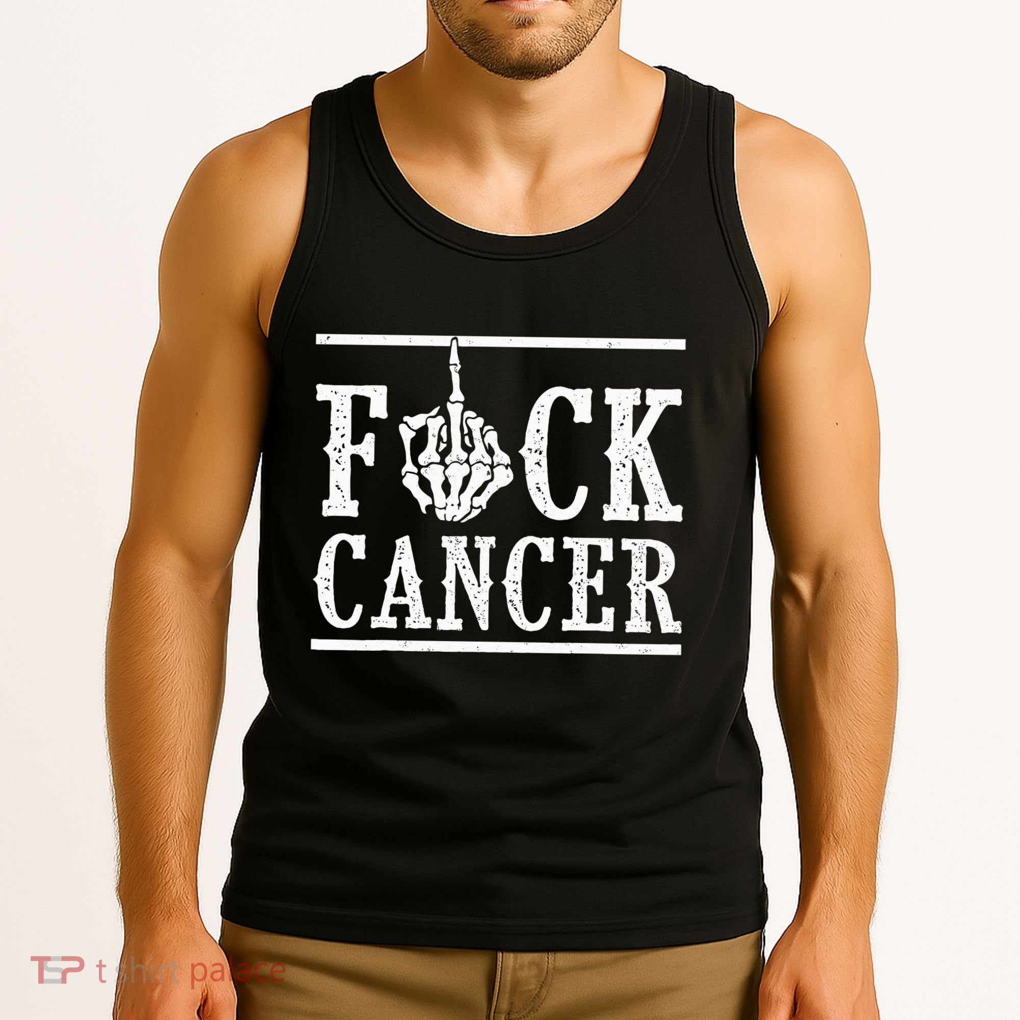 Fuck Cancer Middle Finger Bone Skeleton Cancer Survivor Tank Top