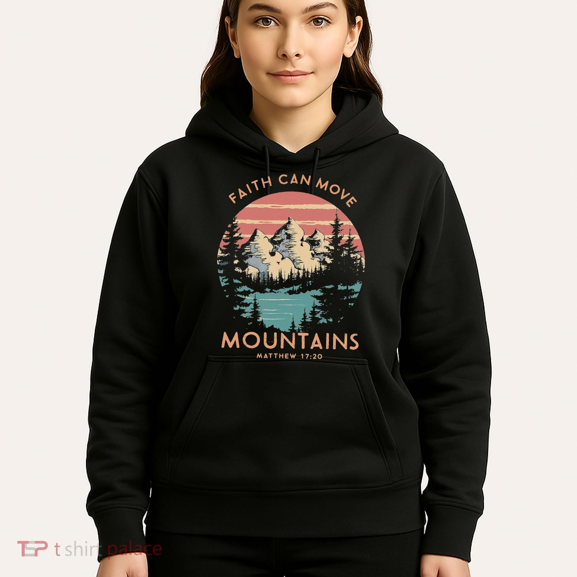 Faith Can Move Mountains Religious Christian Camping Gift Hoodie