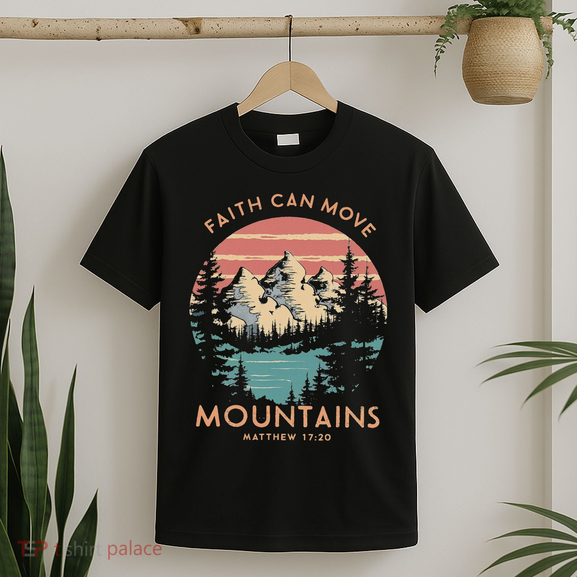 Faith Can Move Mountains Religious Christian Camping Gift T-Shirt