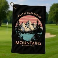 Faith Can Move Mountains Religious Christian Camping Gift Golf Towel thumb 1