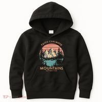 Faith Can Move Mountains Religious Christian Camping Gift Kids Hoodie thumb 0