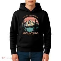 Faith Can Move Mountains Religious Christian Camping Gift Kids Hoodie thumb 4