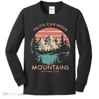 Faith Can Move Mountains Religious Christian Camping Gift Kids Long Sleeve Shirt thumb 0