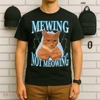 Funny Cat Meme With Meowing Looksmax Meowing Cat T-Shirt thumb 6