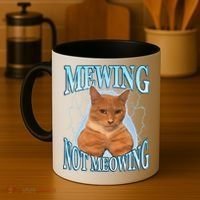 Funny Cat Meme With Meowing Looksmax Meowing Cat Coffee Mug thumb 4