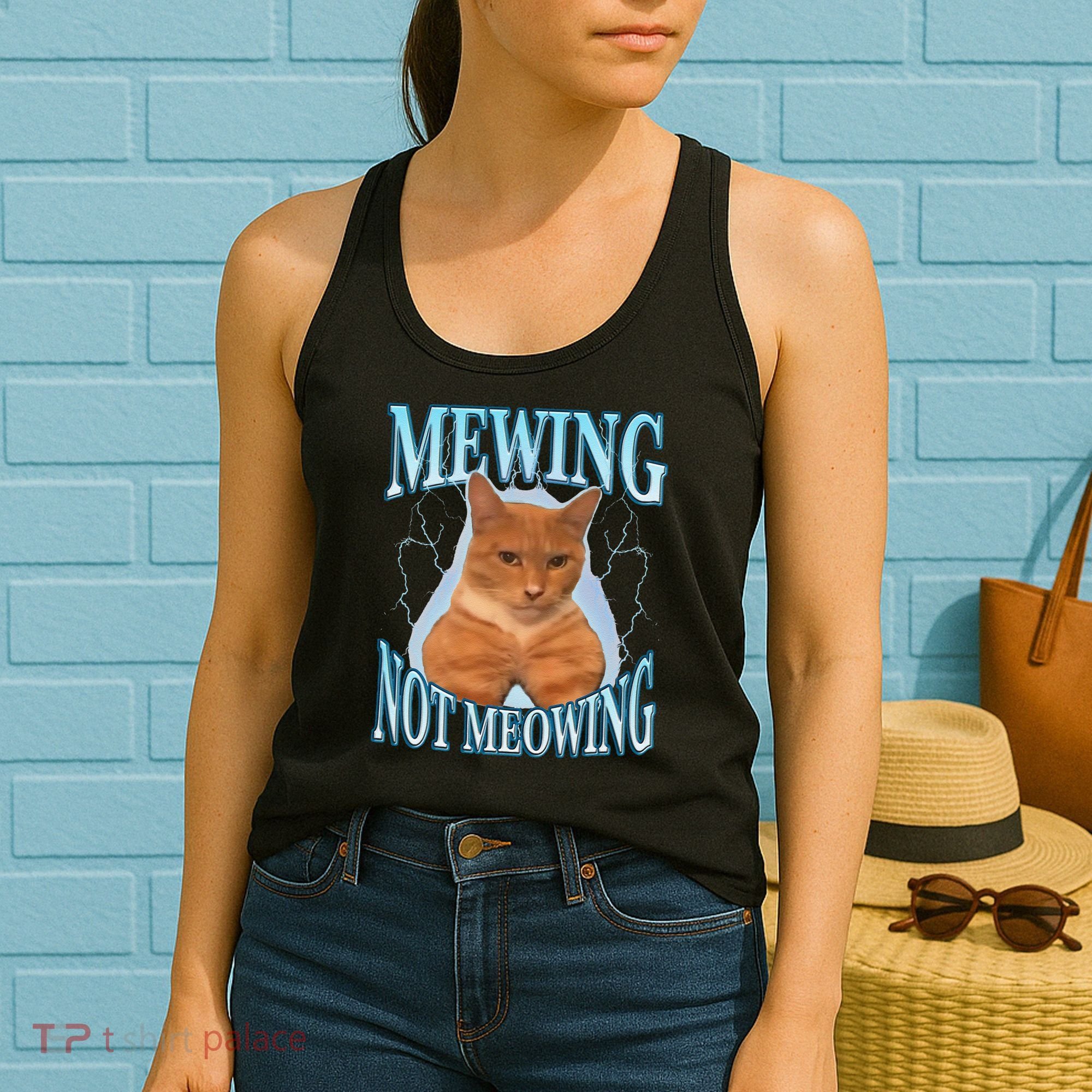 Funny Cat Meme With Meowing Looksmax Meowing Cat Women's Tank Top