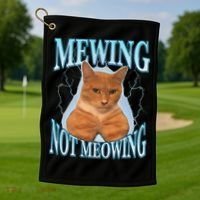 Funny Cat Meme With Meowing Looksmax Meowing Cat Golf Towel thumb 1