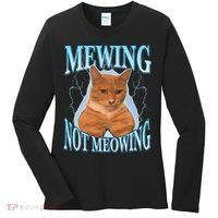 Funny Cat Meme With Meowing Looksmax Meowing Cat Women's Long Sleeve Shirt thumb 0