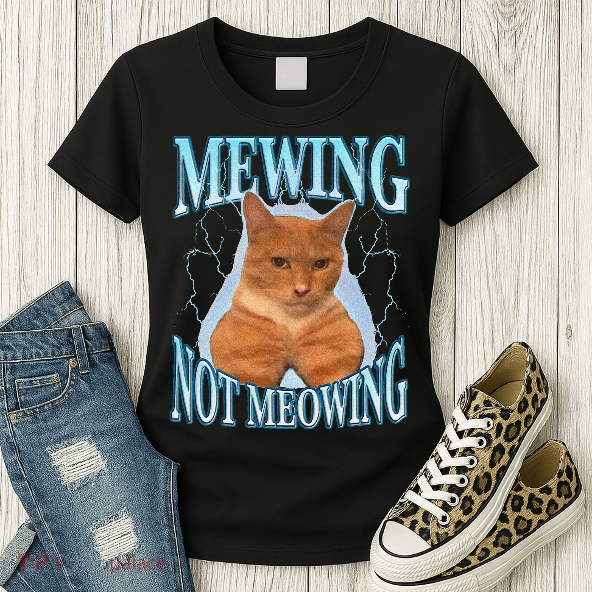 Funny Cat Meme With Meowing Looksmax Meowing Cat Women's T-Shirt