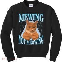 Funny Cat Meme With Meowing Looksmax Meowing Cat Kids Sweatshirt thumb 0