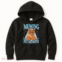 Funny Cat Meme With Meowing Looksmax Meowing Cat Kids Hoodie thumb 0