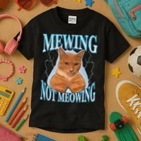 Funny Cat Meme With Meowing Looksmax Meowing Cat Kids T-Shirt thumb 3