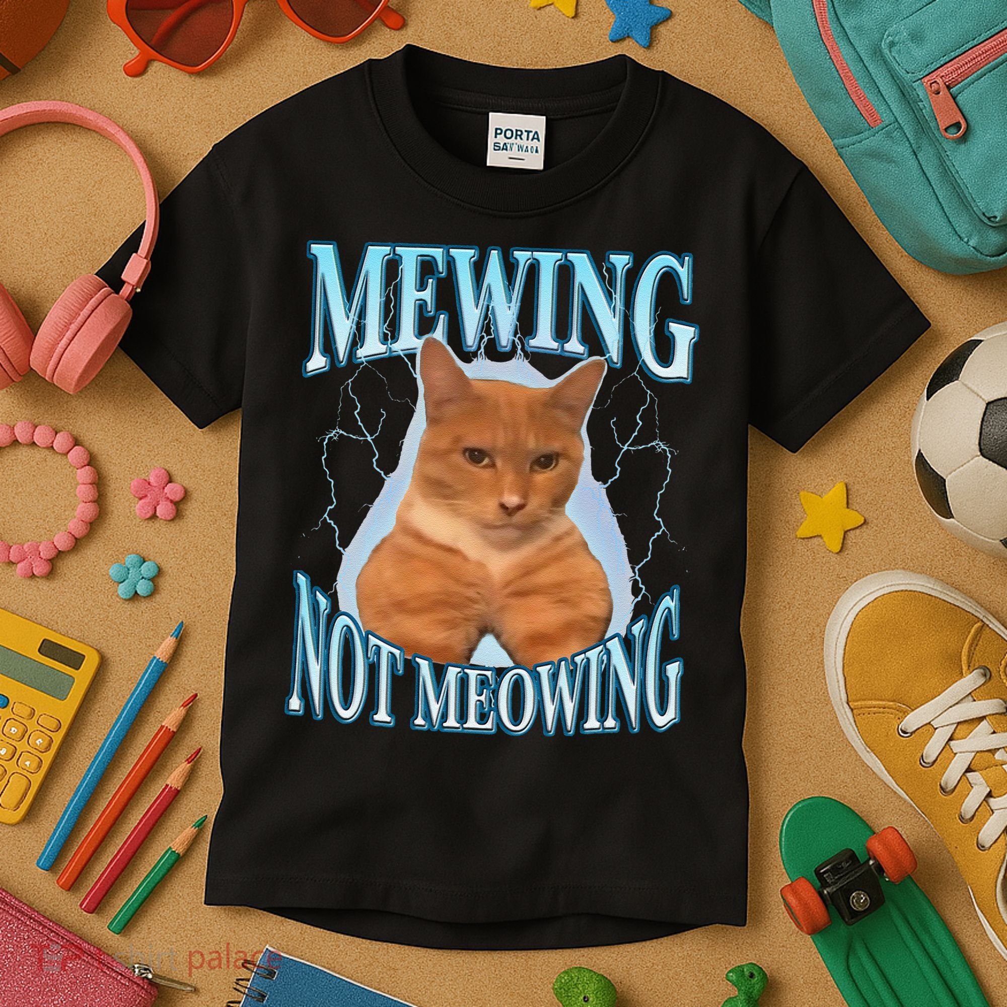 Funny Cat Meme With Meowing Looksmax Meowing Cat Kids T-Shirt