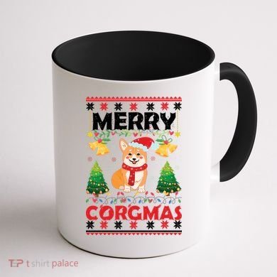 Funny Cute Merry Corgmas Ugly Christmas Sweater Coffee Mug back