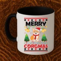 Funny Cute Merry Corgmas Ugly Christmas Sweater Coffee Mug thumb 2