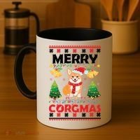 Funny Cute Merry Corgmas Ugly Christmas Sweater Coffee Mug thumb 4