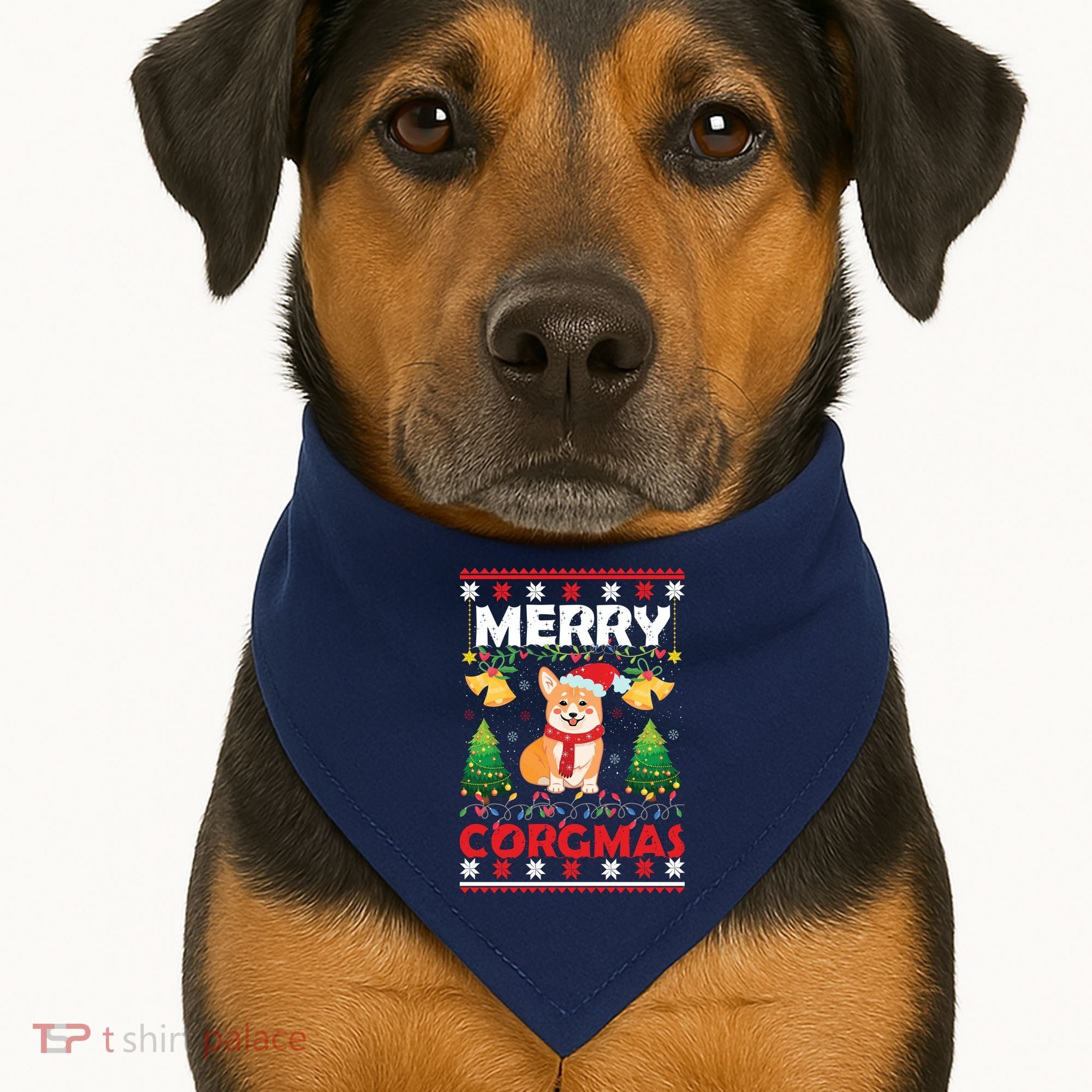 Funny Cute Merry Corgmas Ugly Christmas Sweater USA-Made Doggie Bandana