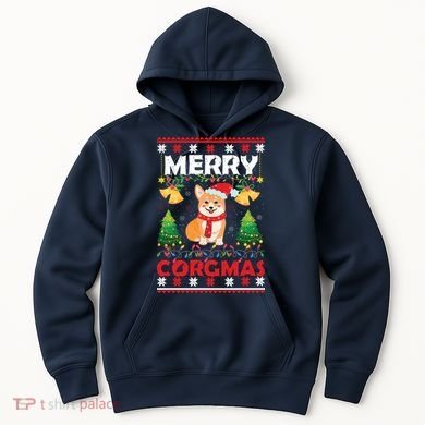 Funny Cute Merry Corgmas Ugly Christmas Sweater Hoodie