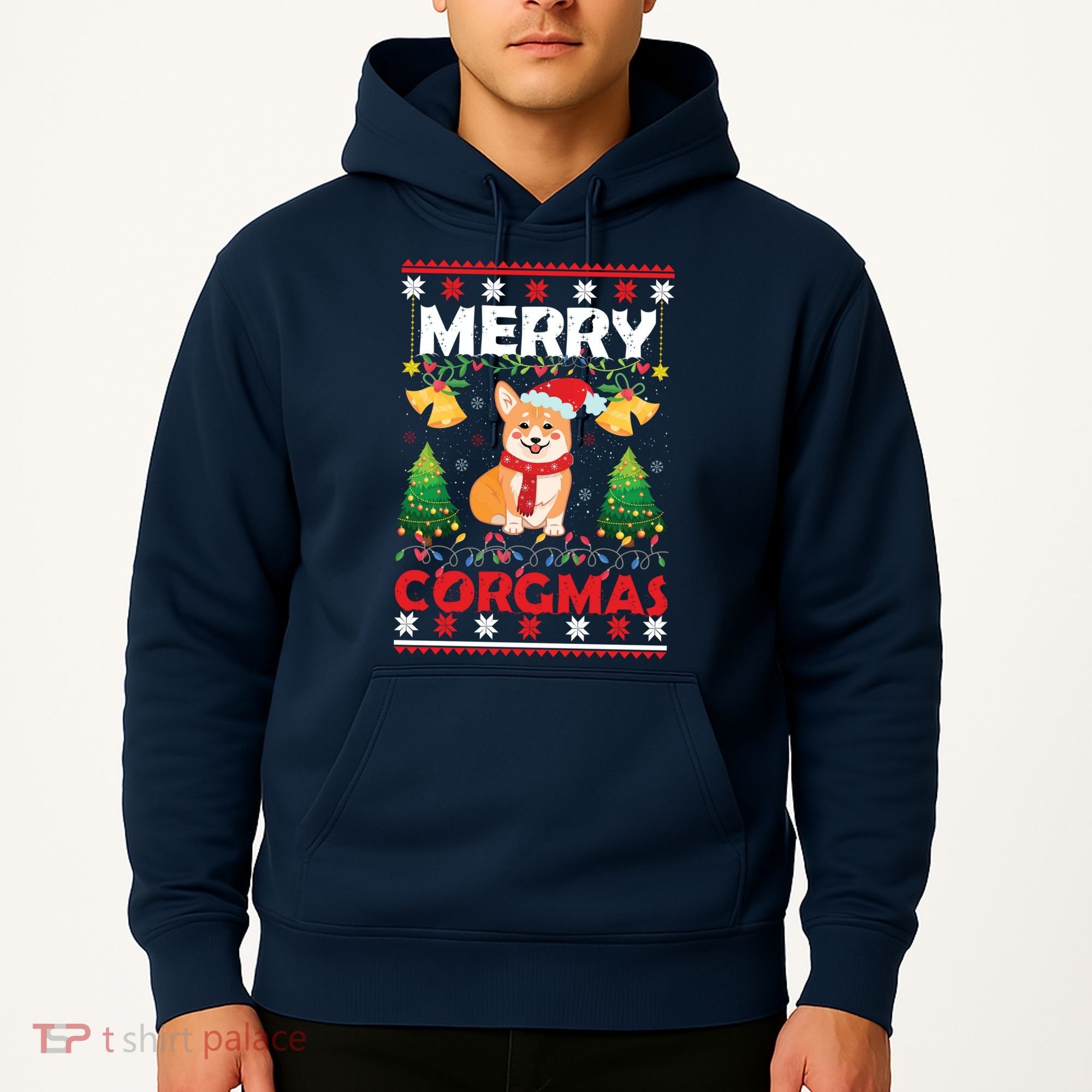 Funny Cute Merry Corgmas Ugly Christmas Sweater Hoodie