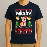 Funny Cute Merry Corgmas Ugly Christmas Sweater T-Shirt thumb 3