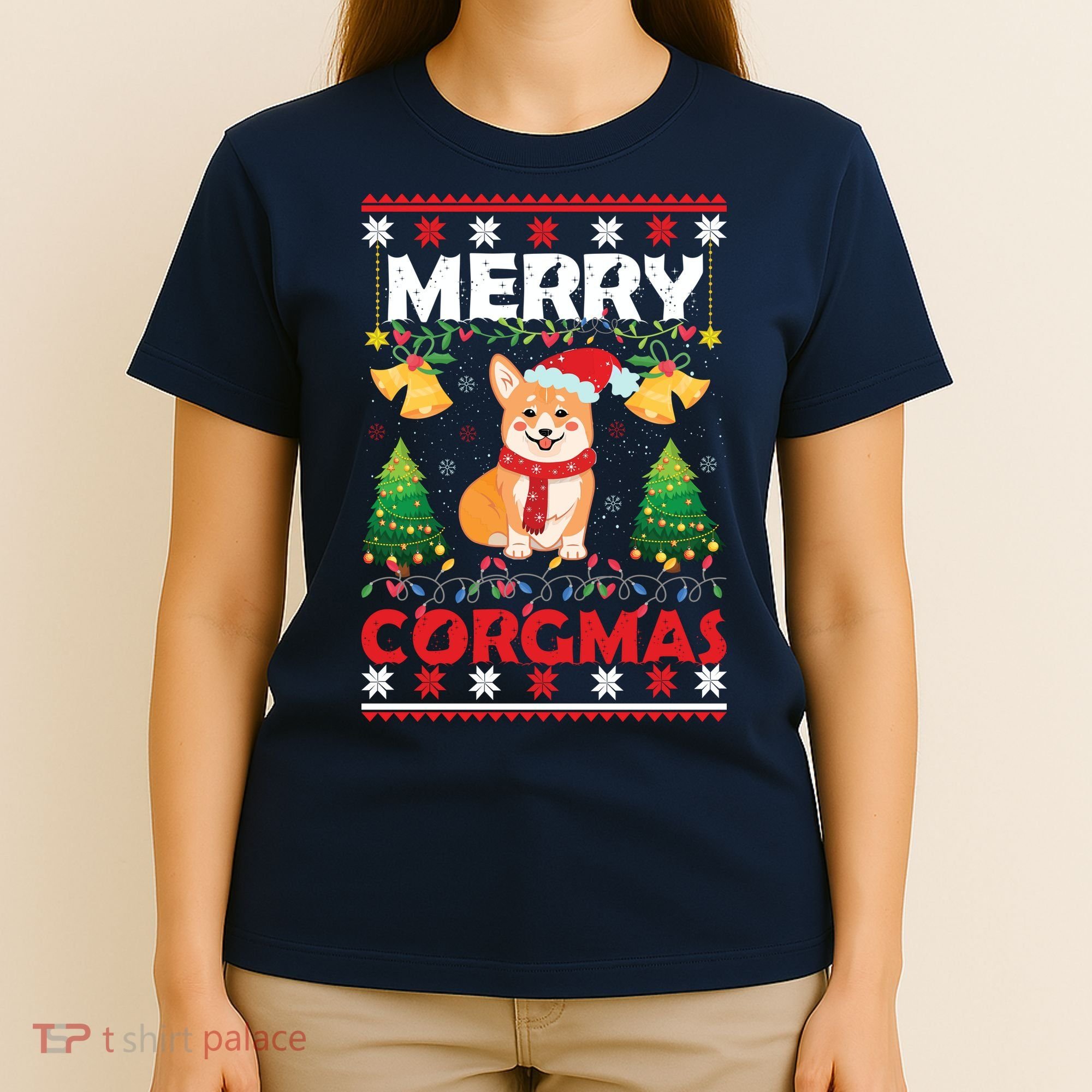 Funny Cute Merry Corgmas Ugly Christmas Sweater T-Shirt
